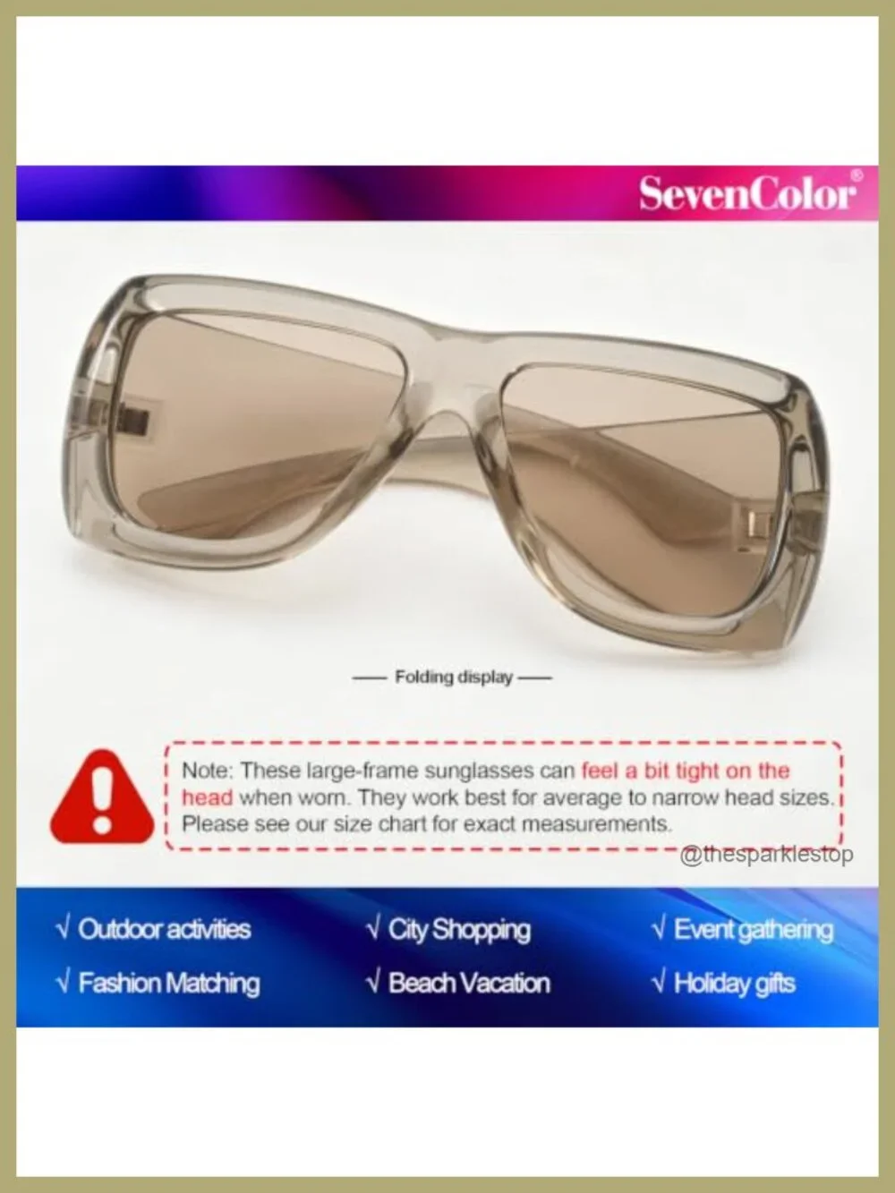 Oversized Shield Sunglasses 100% UV400 Protection Unisex Adults Plastic Frame